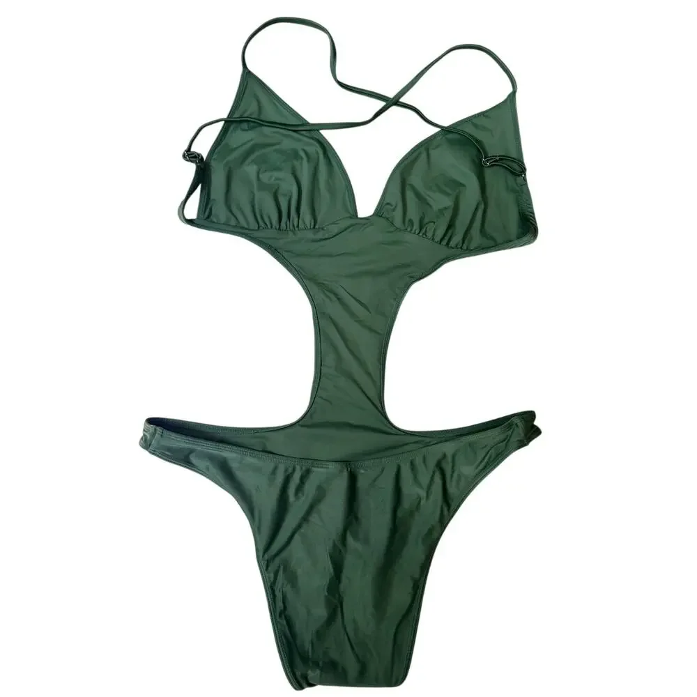 Frankies Bikinis Cruise Monokini One Piece Swimsuit Sea Moss Green Size XL